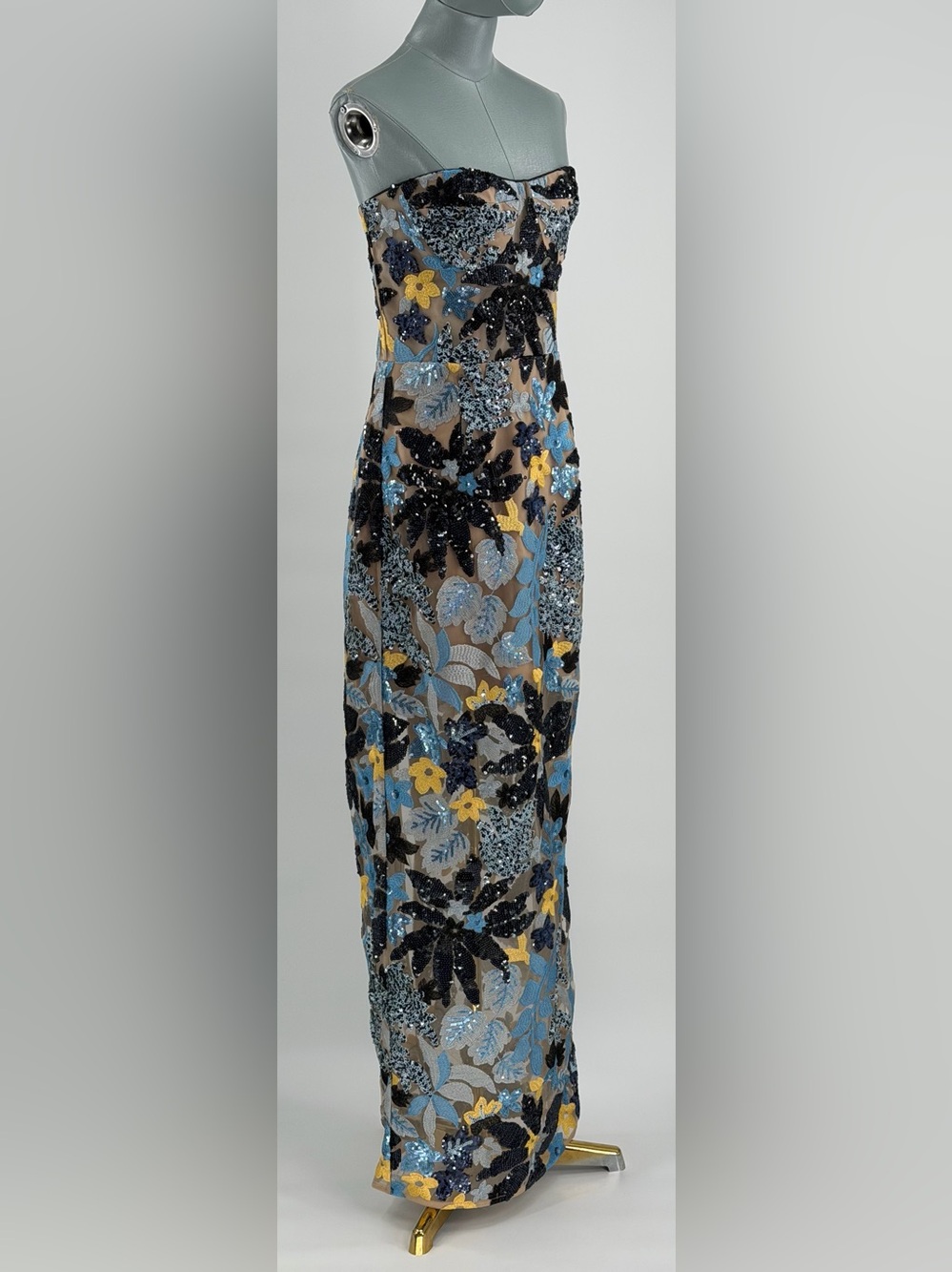🆕 BRONX & BANCO 🧿 NWOT Dahlia Sequin Maxi Dress, Blue Yellow Multi- Sz XL US10 - Picture 7 of 15